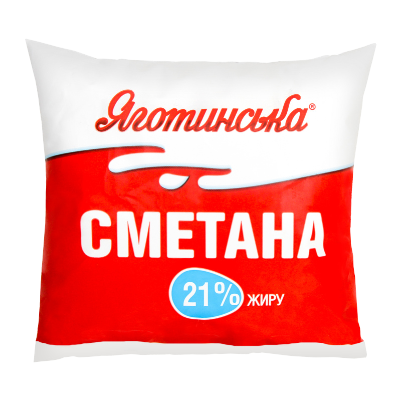 Сметана ЯГОТИНСЬКА 21%, 400г, плівка поліетиленова